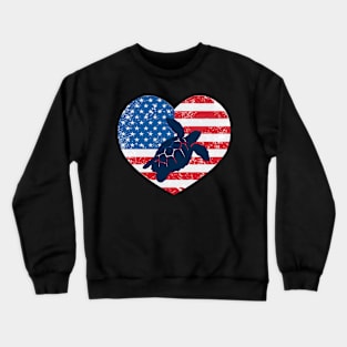 American Flag Heart Love Turtle Usa Patriotic 4Th Of July Crewneck Sweatshirt